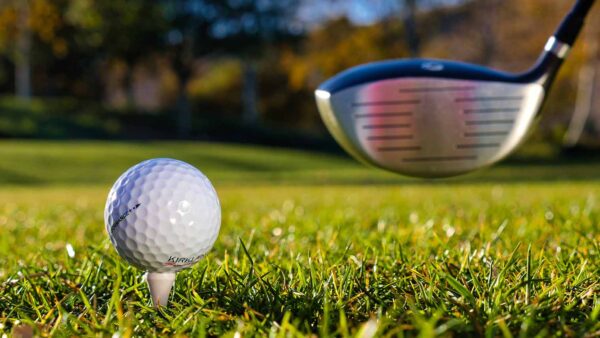 golf ball and club